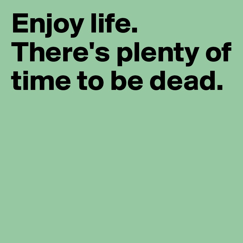 Enjoy life. There's plenty of time to be dead. 



