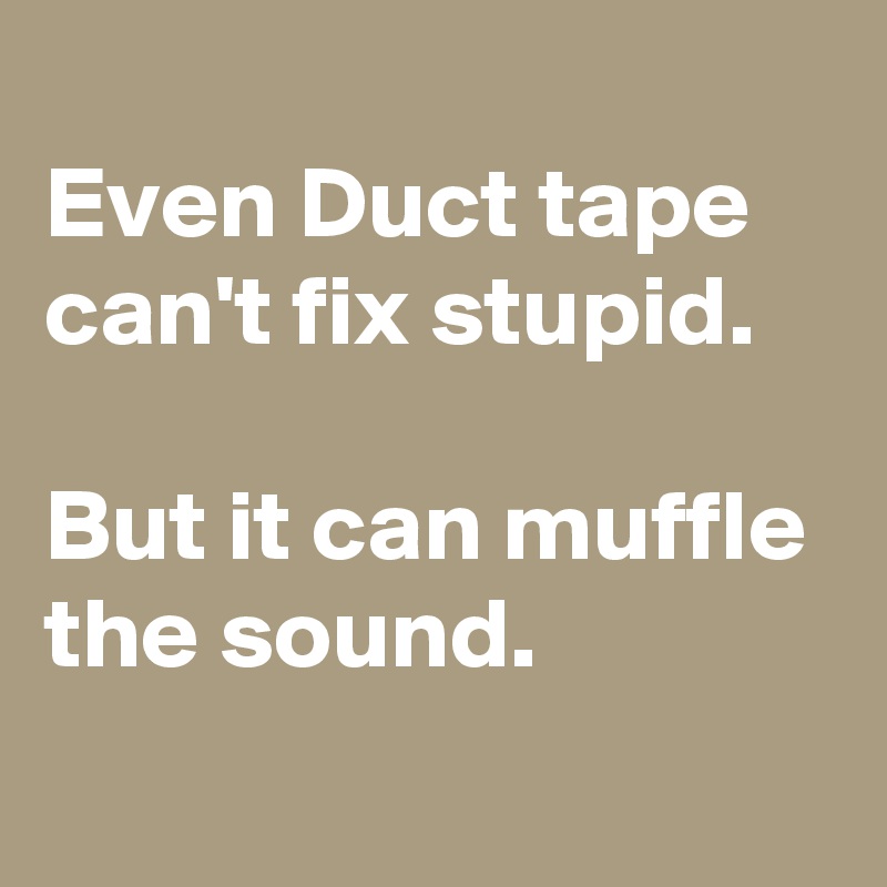 
Even Duct tape can't fix stupid.

But it can muffle the sound.

