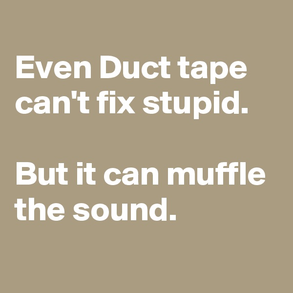 
Even Duct tape can't fix stupid.

But it can muffle the sound.
