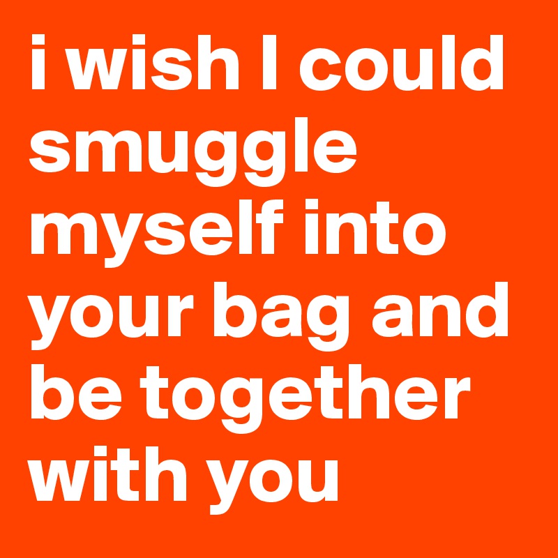 i wish I could smuggle myself into your bag and be together with you