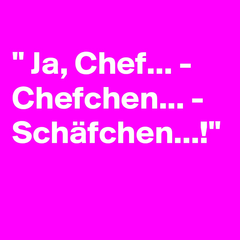 
" Ja, Chef... - Chefchen... - Schäfchen...!"
