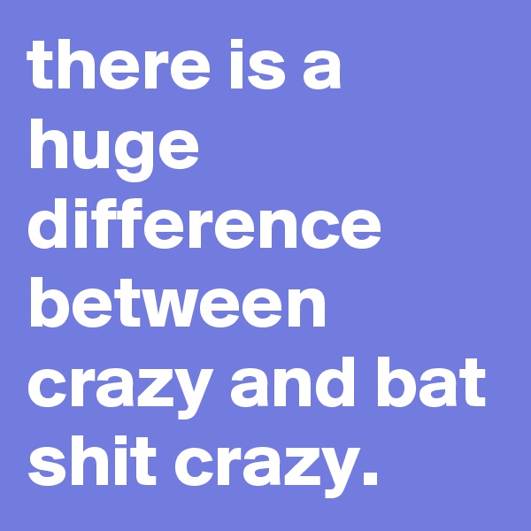 there is a huge difference between crazy and bat shit crazy.