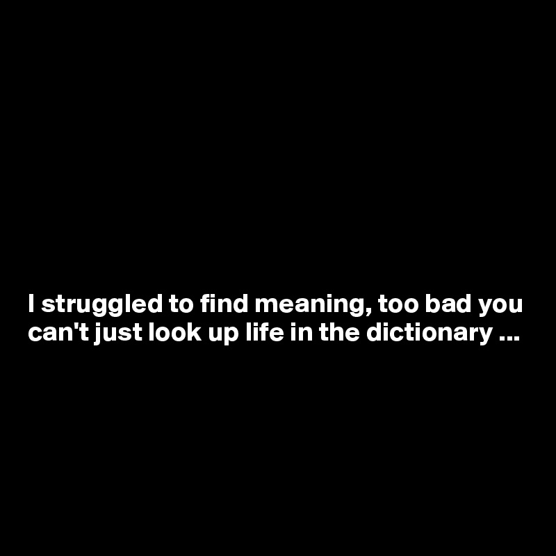 I Struggled To Find Meaning Too Bad You Can T Just Look Up Life In The Dictionary Post By Chrisrota On Boldomatic