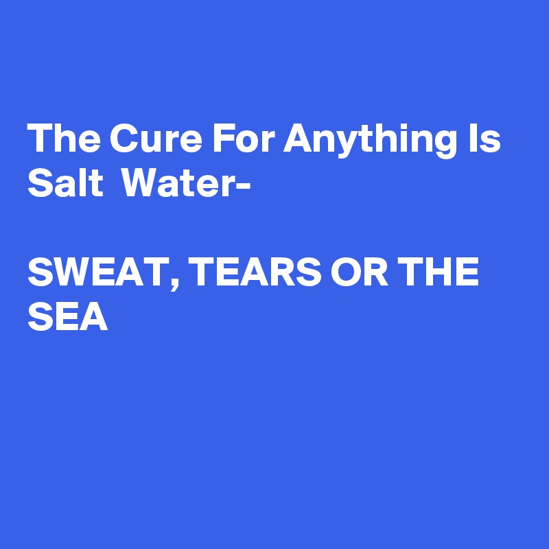 

The Cure For Anything Is Salt  Water-

SWEAT, TEARS OR THE SEA



