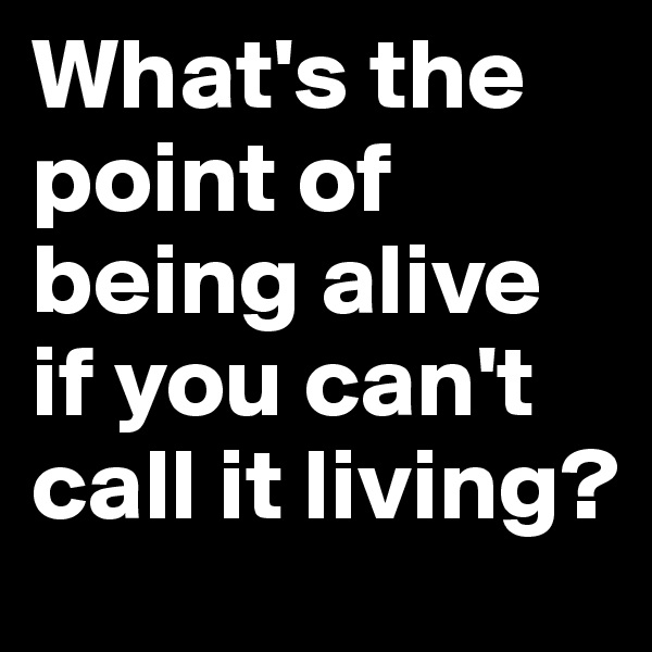 What's the point of being alive if you can't call it living?