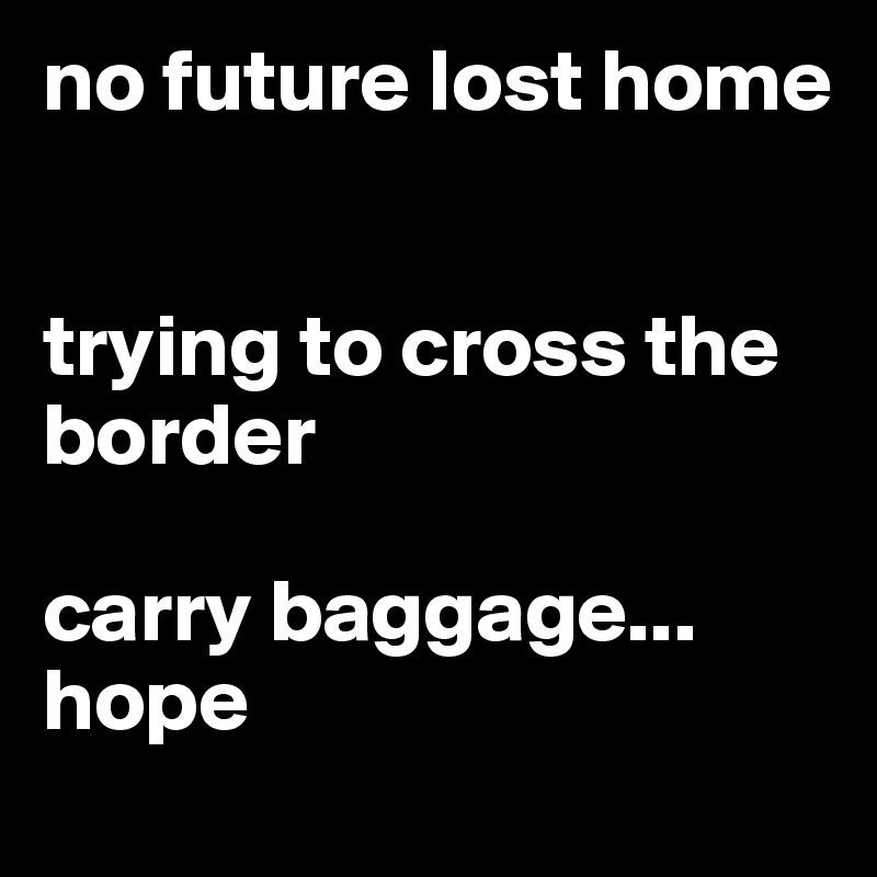 no future lost home


trying to cross the border

carry baggage... hope