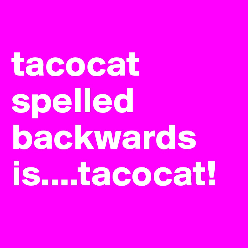  
tacocat      spelled backwards is....tacocat!
