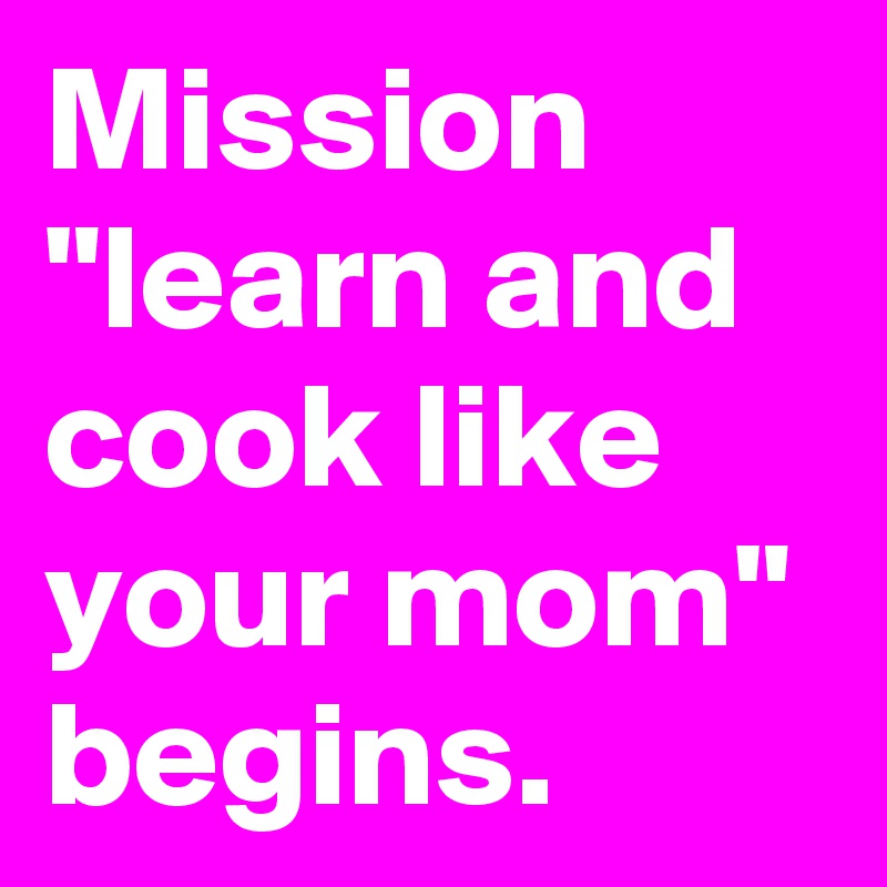 Mission "learn and cook like your mom" begins.