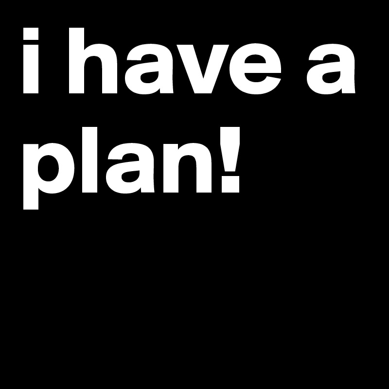 i have a plan!