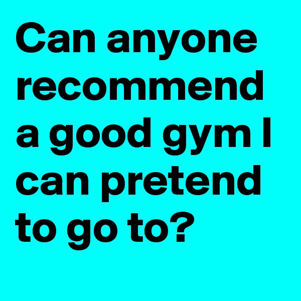 Can anyone recommend a good gym I can pretend to go to?
