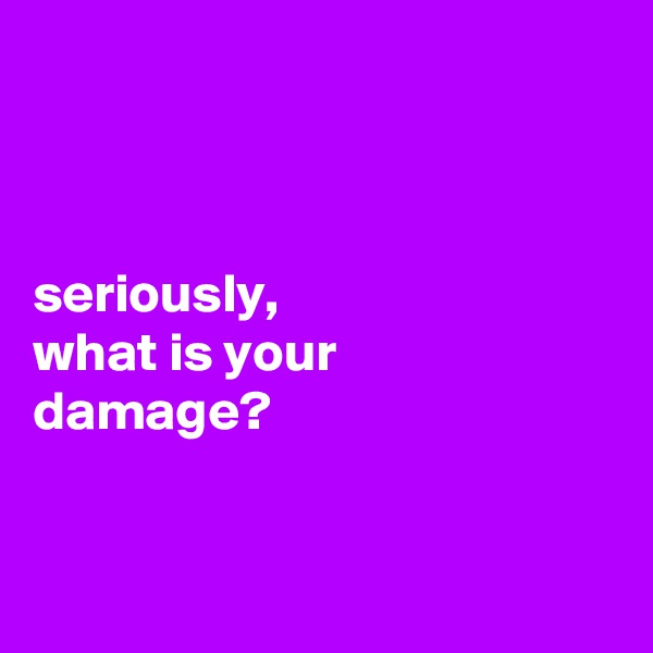 



seriously,
what is your
damage?



