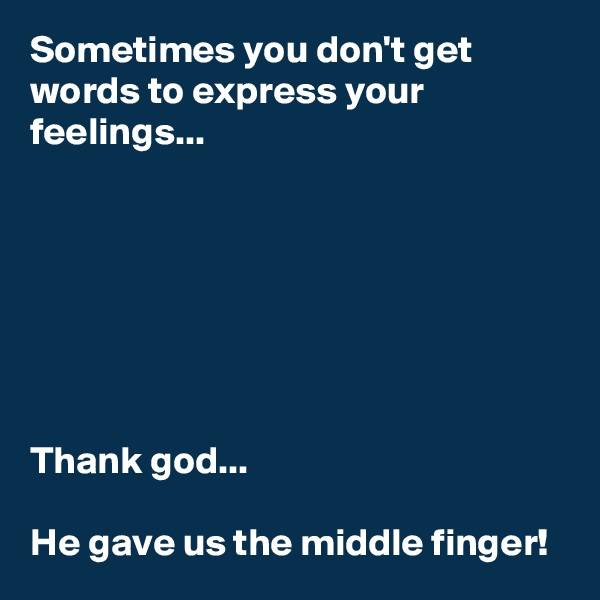 Sometimes you don't get words to express your feelings...







Thank god...

He gave us the middle finger!