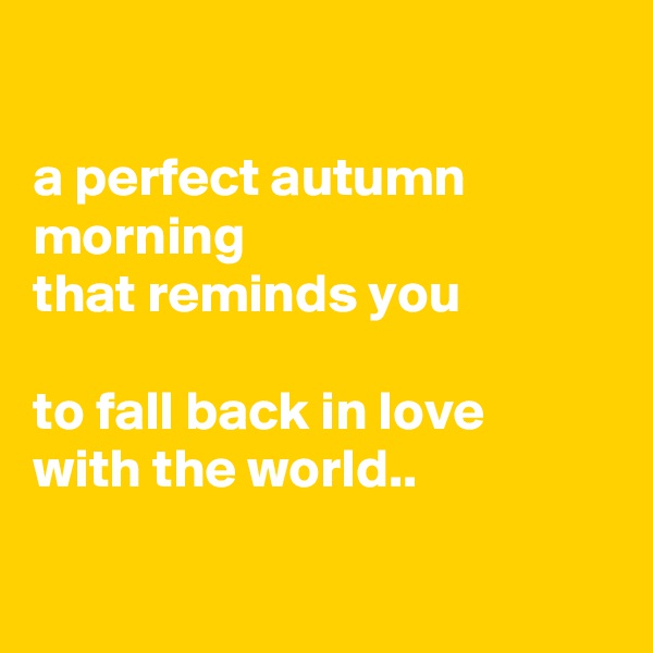 

a perfect autumn morning
that reminds you 

to fall back in love
with the world..

