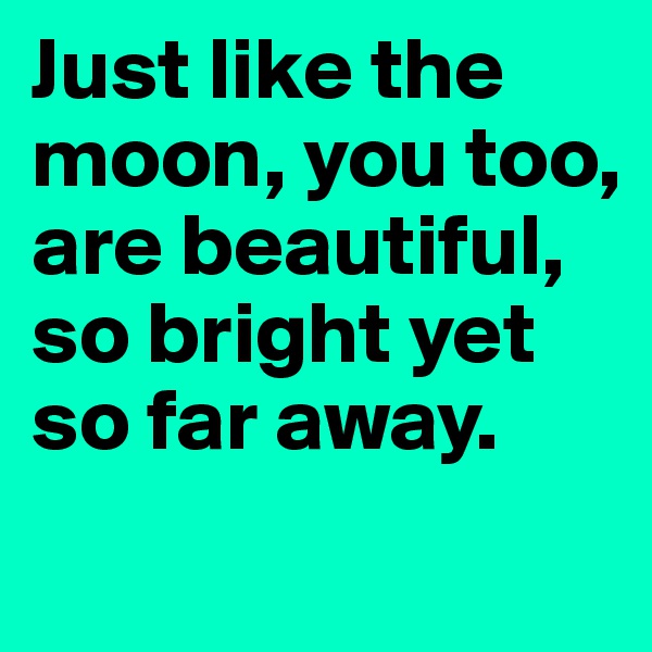 Just like the moon, you too, 
are beautiful, 
so bright yet 
so far away.
