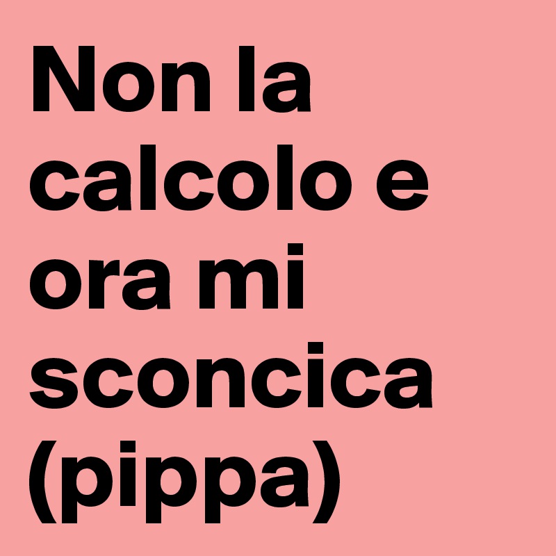 Non la calcolo e ora mi sconcica (pippa)