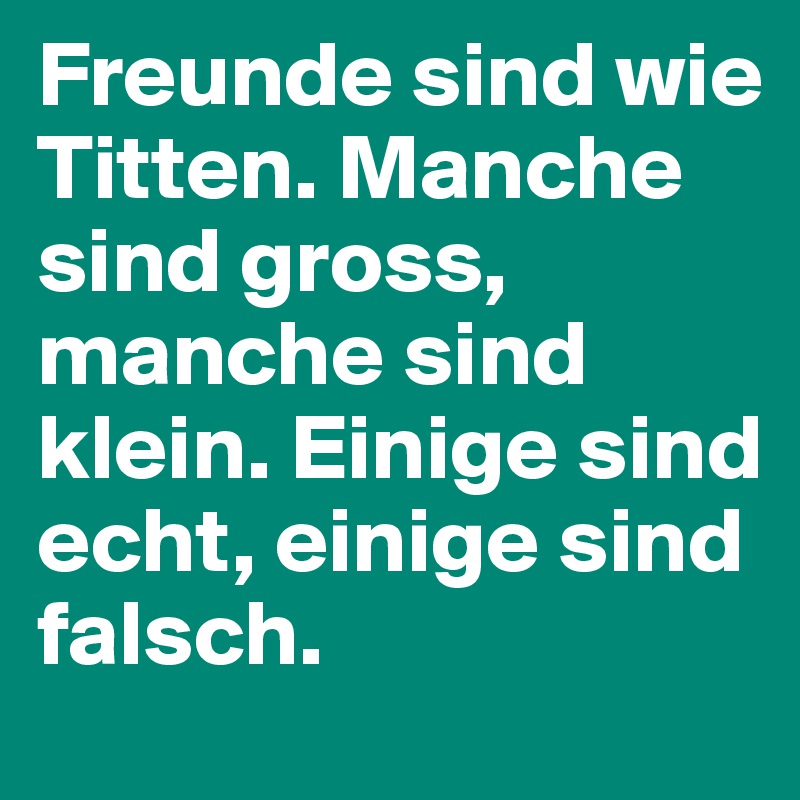 Freunde sind wie Titten. Manche sind gross, manche sind klein. Einige sind echt, einige sind falsch.