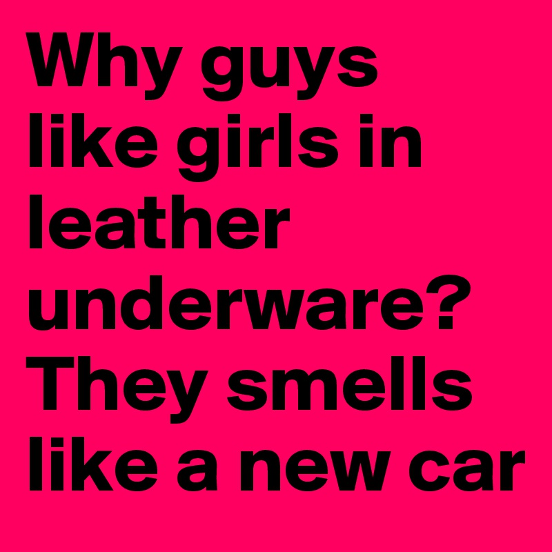 Why guys like girls in leather underware? They smells like a new car