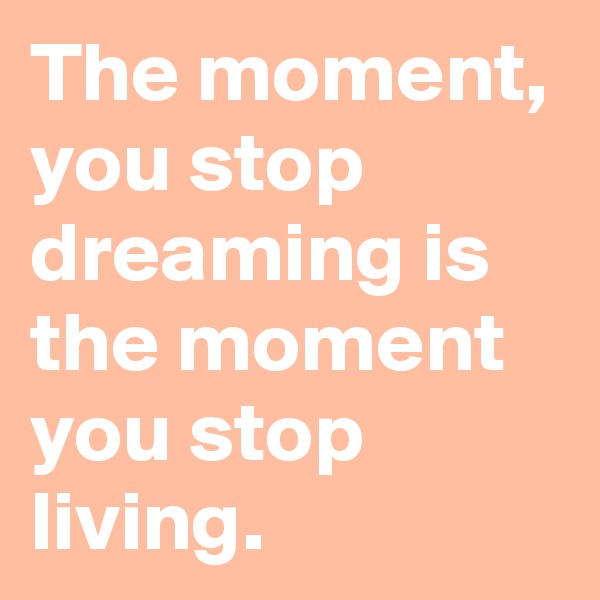 The moment, you stop dreaming is the moment you stop living.