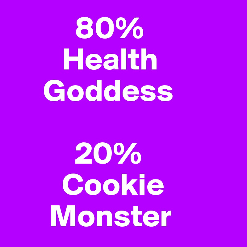           80%
        Health
     Goddess

          20%
        Cookie
      Monster