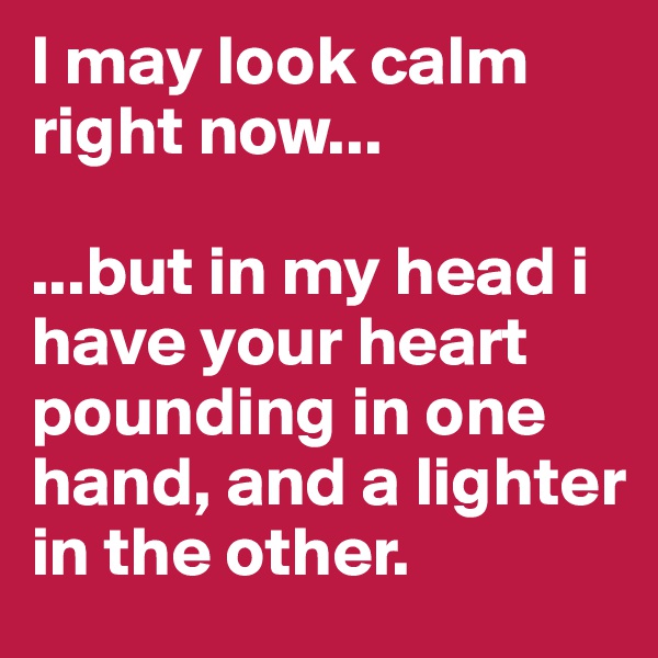 I may look calm right now...

...but in my head i have your heart pounding in one hand, and a lighter in the other.