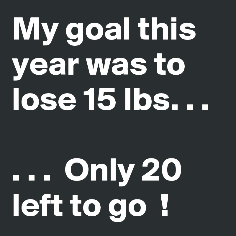 My goal this year was to lose 15 lbs. . . 

. . .  Only 20 left to go  ! 