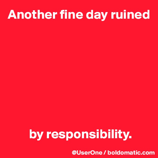 Another fine day ruined








        by responsibility.