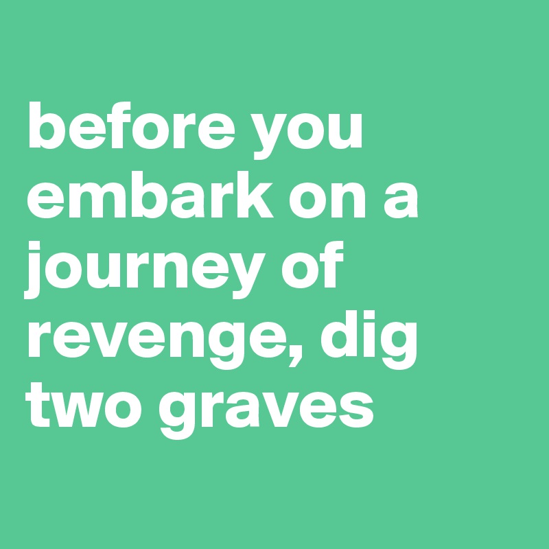 
before you embark on a journey of revenge, dig two graves
