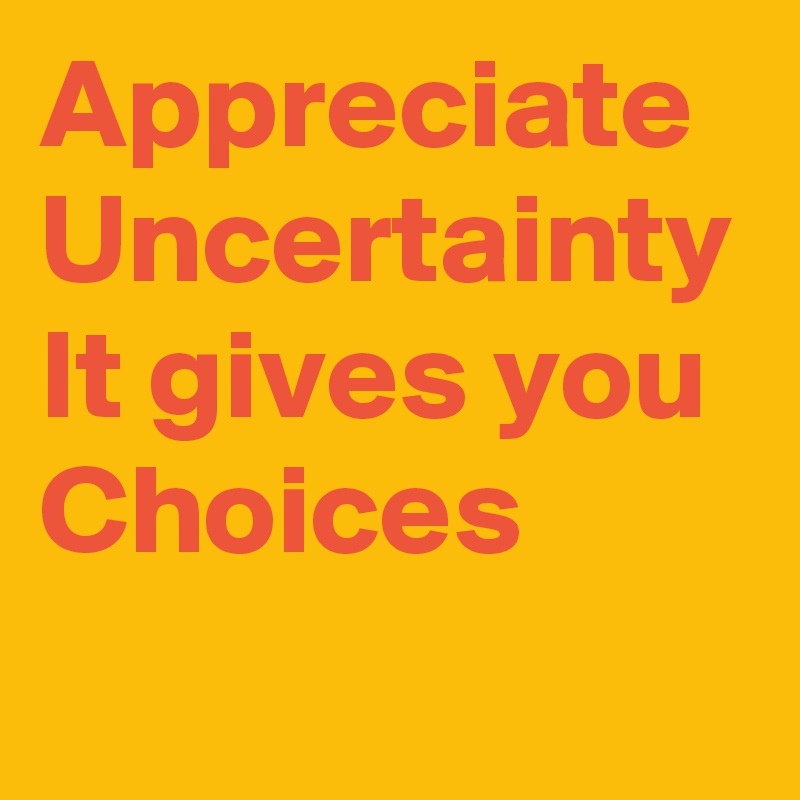 Appreciate Uncertainty It gives you Choices