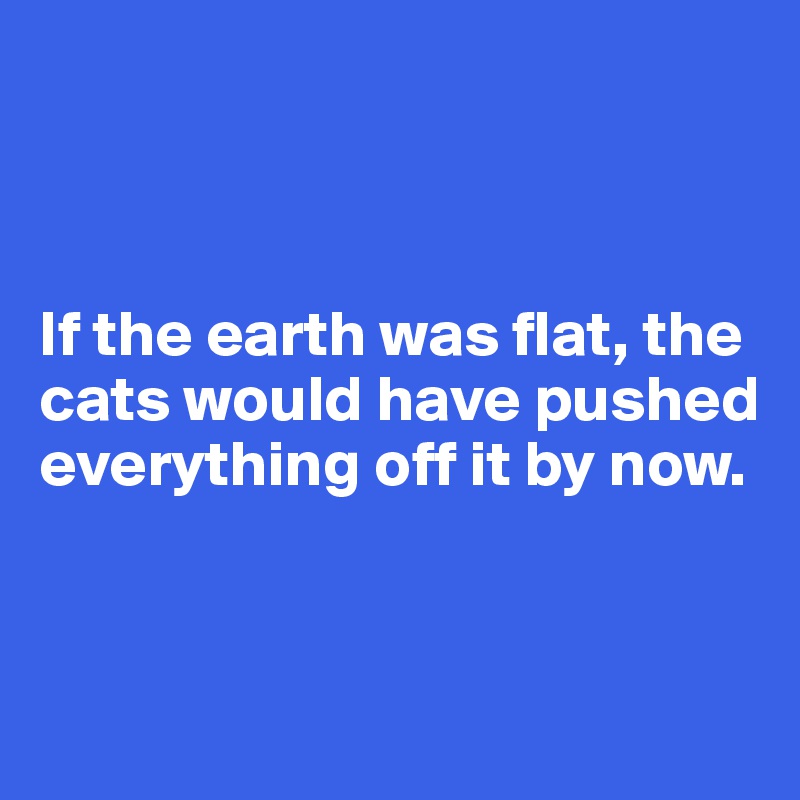 



If the earth was flat, the cats would have pushed everything off it by now.


