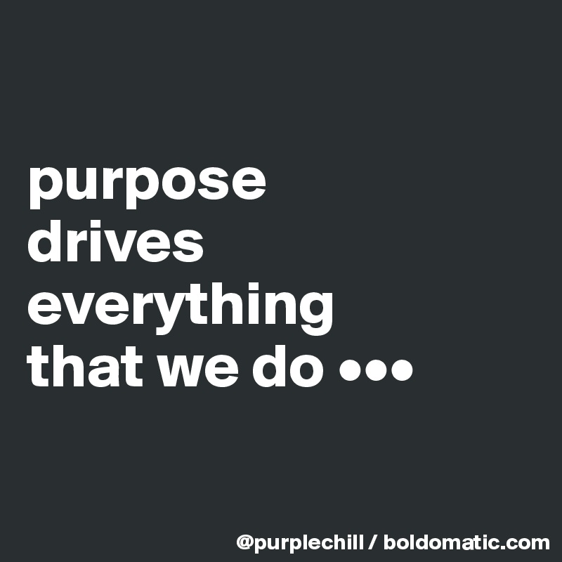 

purpose 
drives 
everything 
that we do •••

