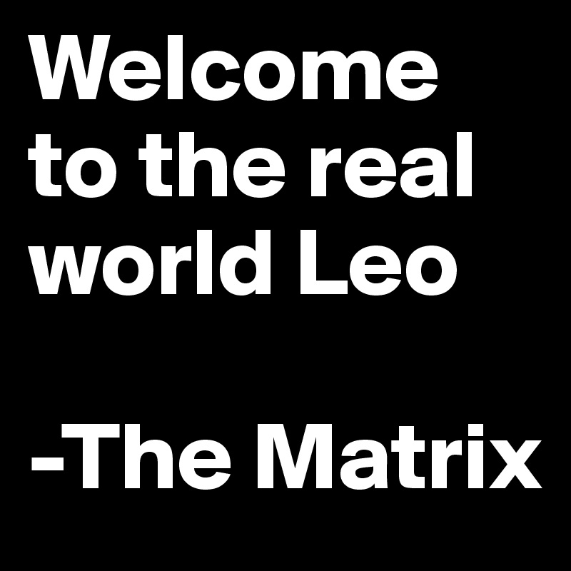 Welcome to the real world Leo

-The Matrix
