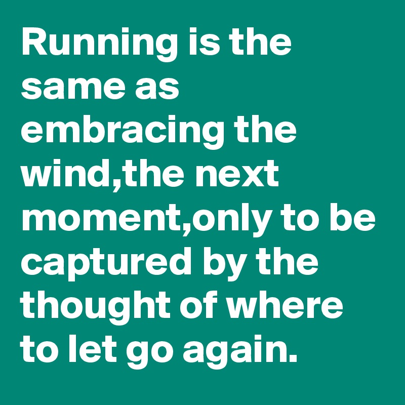 Running is the same as embracing the wind,the next moment,only to be captured by the thought of where to let go again.