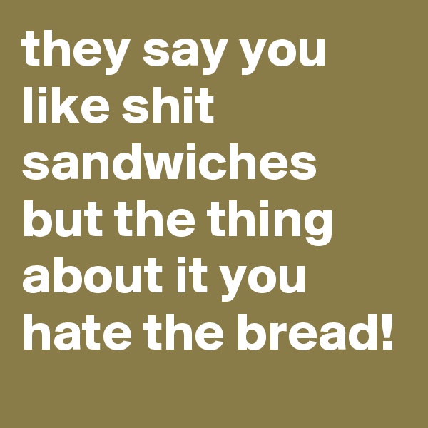 they say you like shit sandwiches but the thing about it you hate the bread!
