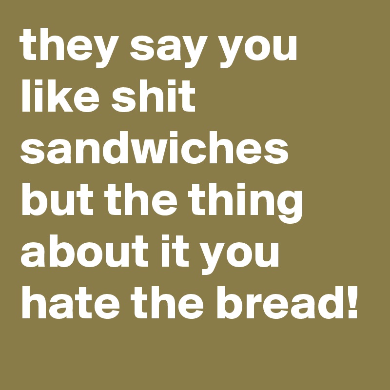 they say you like shit sandwiches but the thing about it you hate the bread!