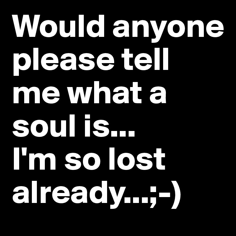 Would anyone please tell me what a soul is...
I'm so lost already...;-)