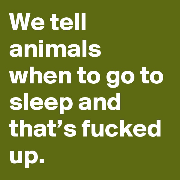 We tell animals when to go to sleep and that’s fucked up.