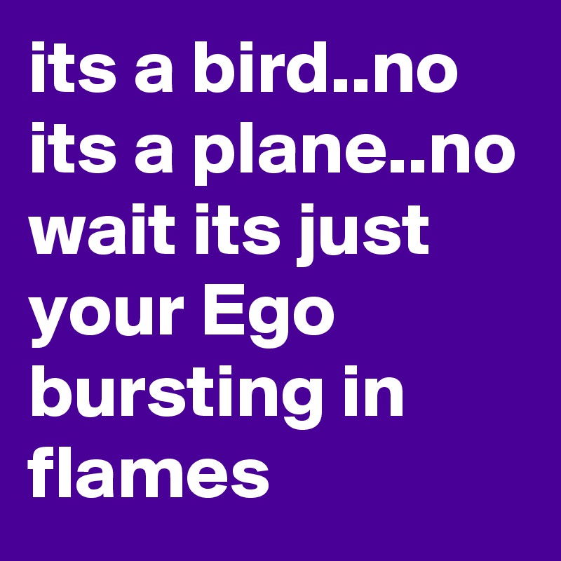 its a bird..no its a plane..no wait its just your Ego bursting in flames