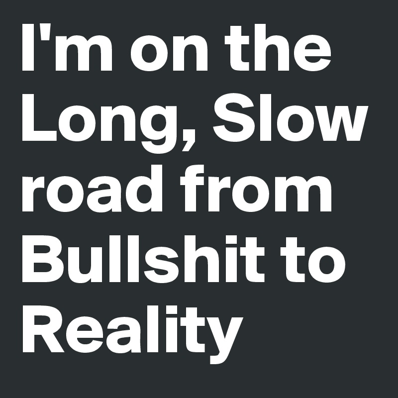 I'm on the Long, Slow road from Bullshit to Reality
