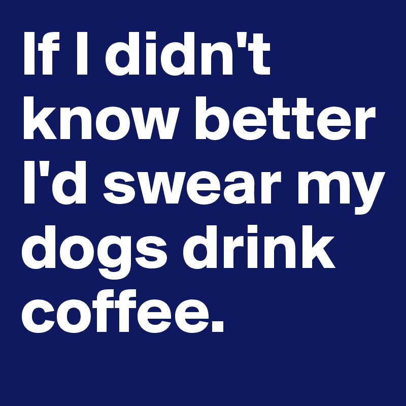 If I didn't know better I'd swear my dogs drink coffee.