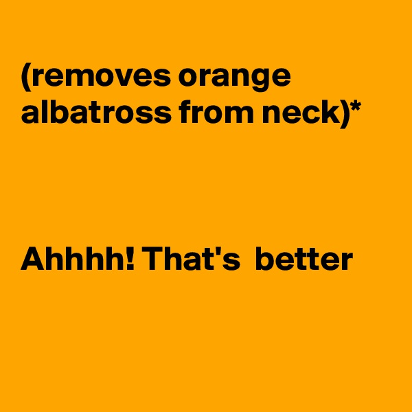 
(removes orange albatross from neck)*



Ahhhh! That's  better


