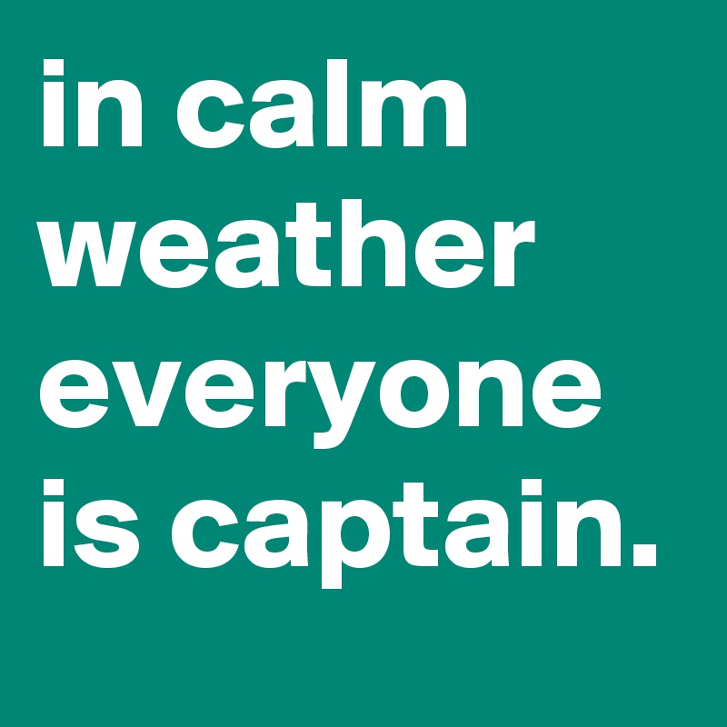 in calm weather everyone is captain.
