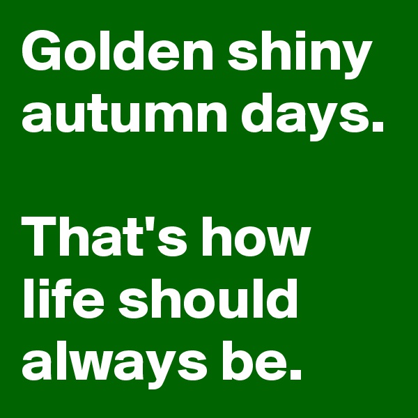 Golden shiny autumn days.

That's how life should always be.