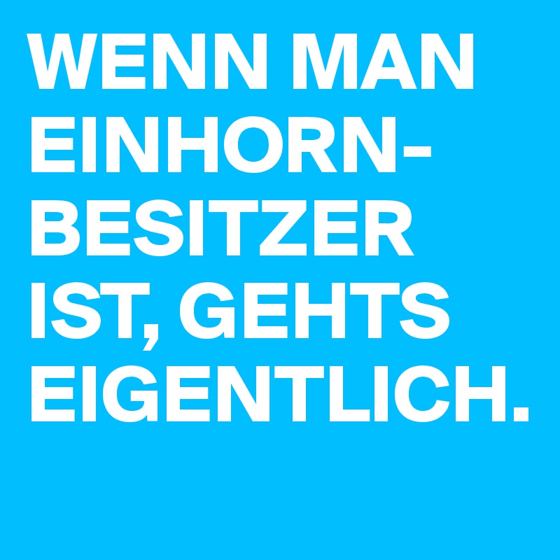 WENN MAN EINHORN-BESITZER IST, GEHTS EIGENTLICH.