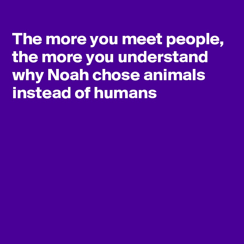 
The more you meet people, the more you understand why Noah chose animals instead of humans





