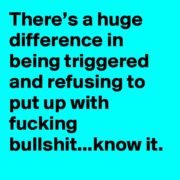 There’s a huge difference in being triggered and refusing to put up with fucking bullshit...know it.