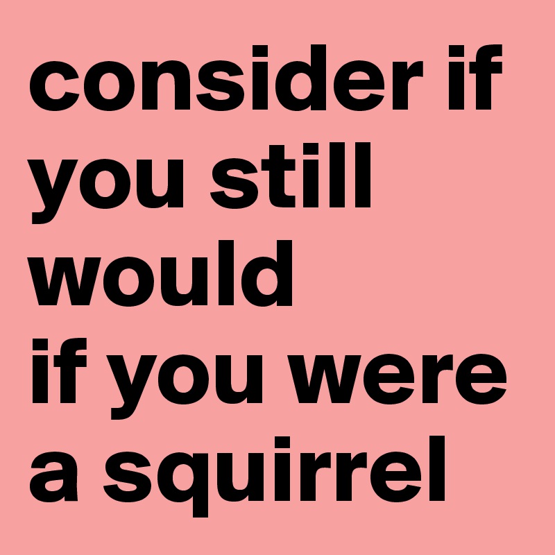 consider if you still would 
if you were a squirrel