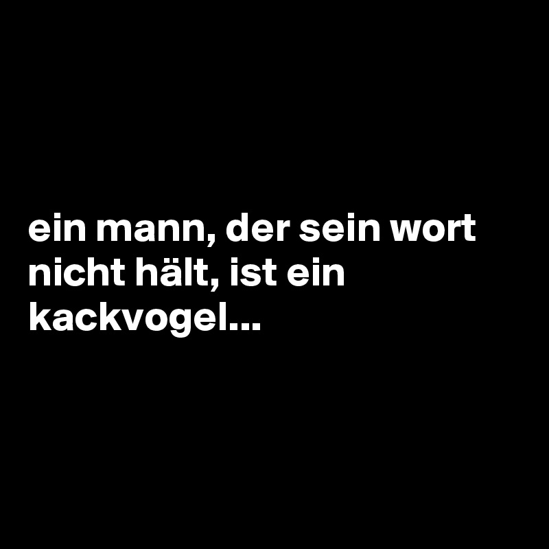 



ein mann, der sein wort nicht hält, ist ein kackvogel...



