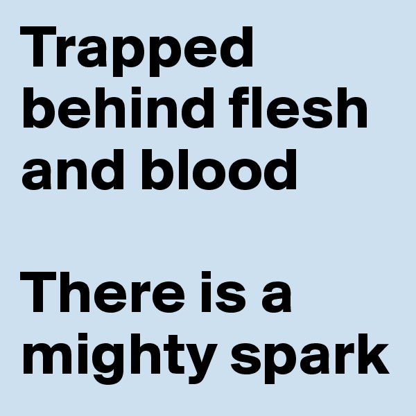 Trapped behind flesh and blood

There is a mighty spark