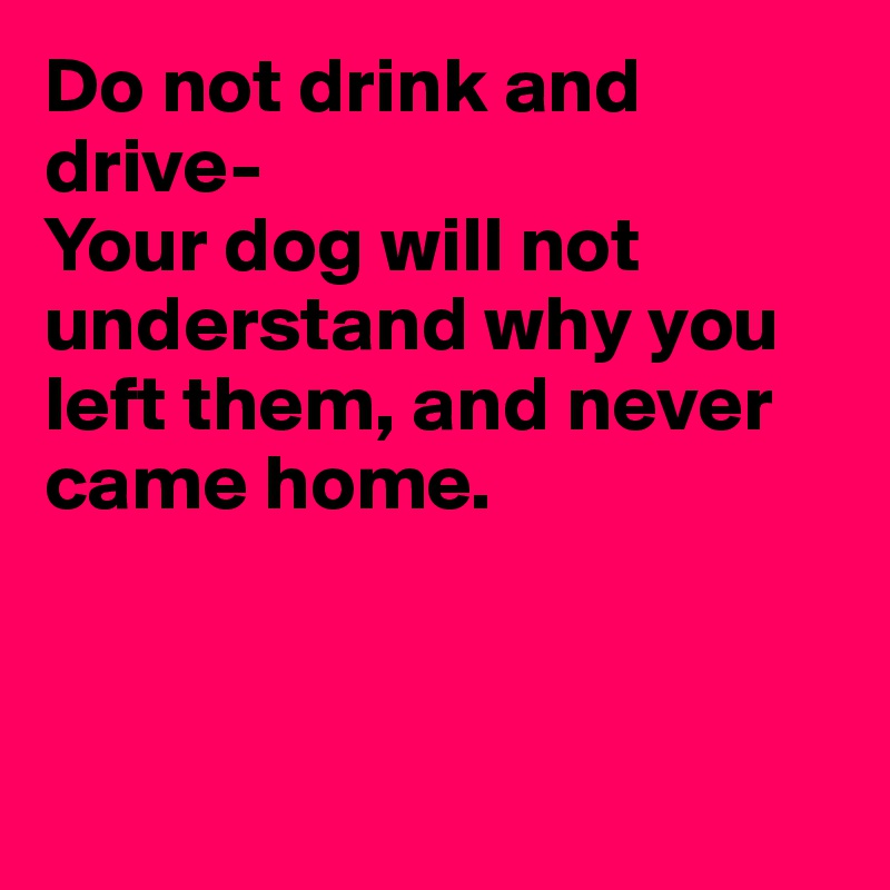 Do not drink and drive-
Your dog will not understand why you left them, and never came home.



