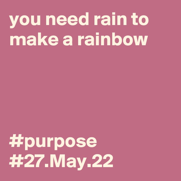 you need rain to make a rainbow




#purpose #27.May.22